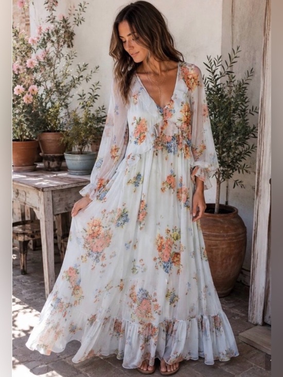 Patrons of Peace Dresses & Skirts - NWT PATRONS OF PEACE Floral Long sleeve Maxi Dress Romantic Boho Ethereal Fairy